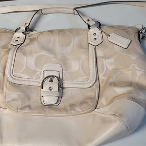 Coach purse white leather logo